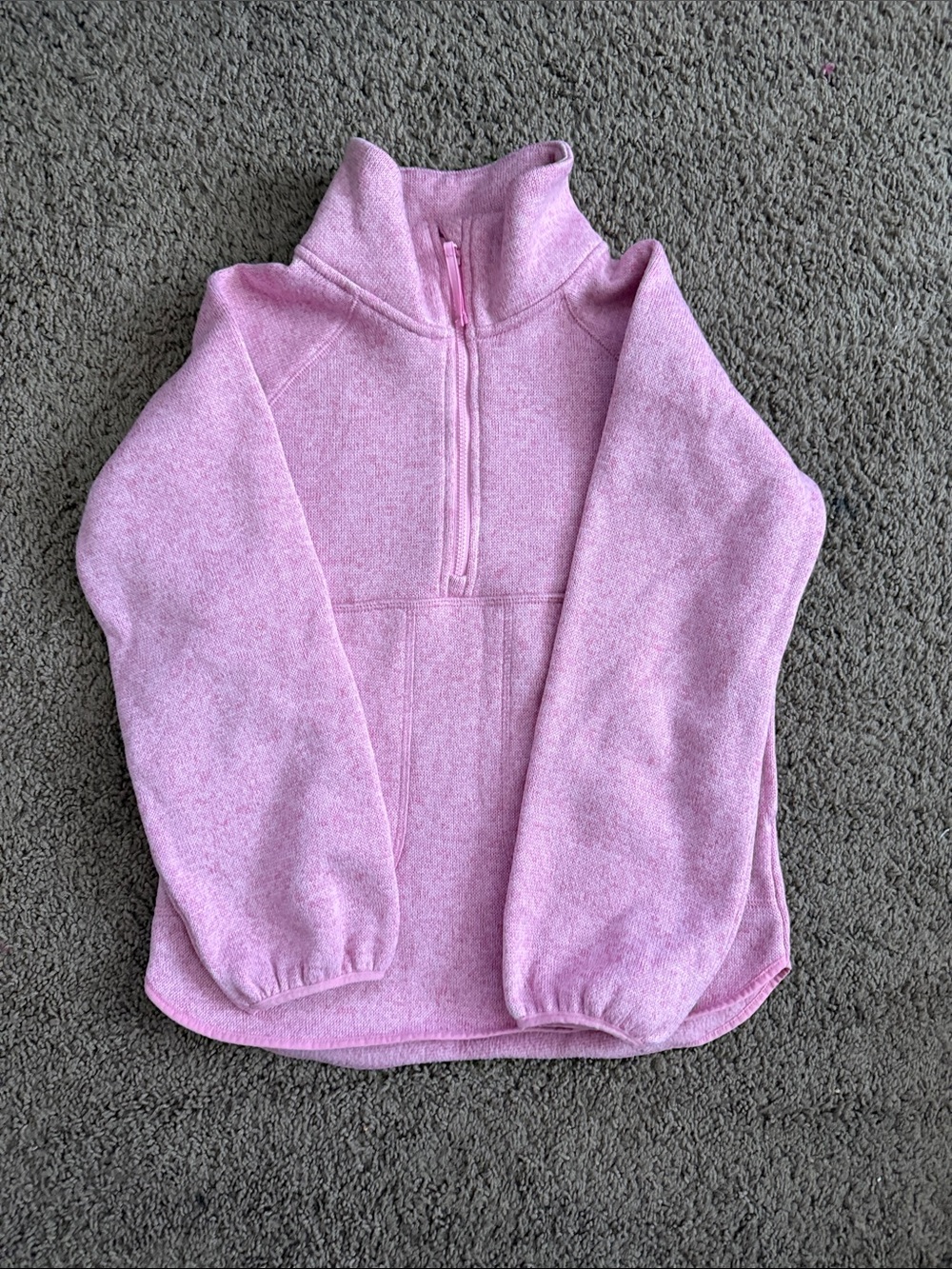 Girls Pink Quarter Zip Fleece Pullover Sweatshirt Size M (8) Soft Cozy